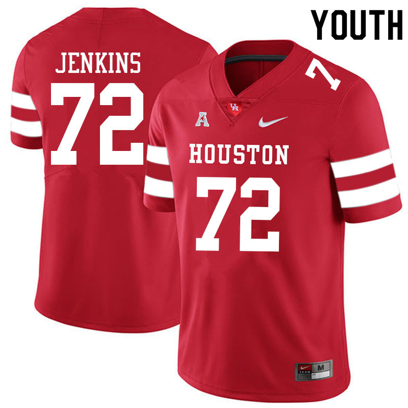 Youth #72 Tank Jenkins Houston Cougars College Football Jerseys Sale-Red